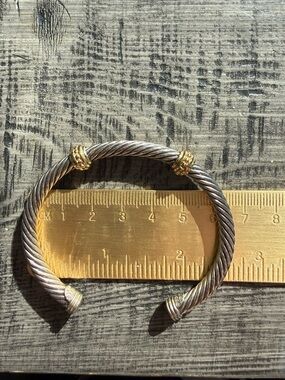 David Yurman double 14k gold and silver station cuff bracelet